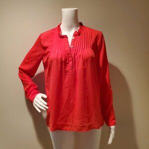 J Crew Pintuck Long Sleeved Blouse Red 2